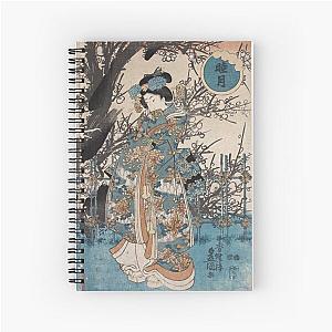 Classic Vintage Ukiyo-e Japanese Art Geisha Portrait Spiral Notebook