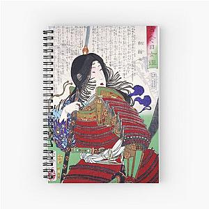 Japanese ukiyo-e woodblock print of the great female samurai, Tomoe Gozen by Tsukioka Yoshitoshi Spiral Notebook