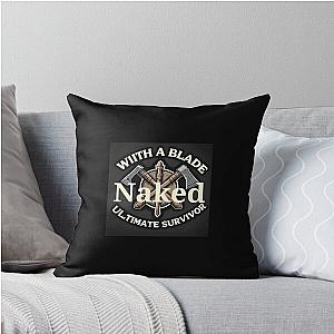 Naked with a Blade Ultimate Survivor Logo Throw Pillow