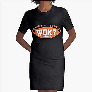 Uncle Roger ask you, Where Your Wok - Orange   Graphic T-Shirt Dress