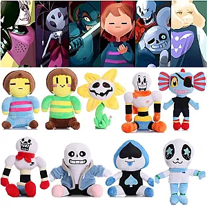 Undertale Plush Toys 20-30cm Undertale Sans Plushieie Dolls Papyrus Ootopus Music Alphys Frisk Stuffed Figure Christmas Gifts