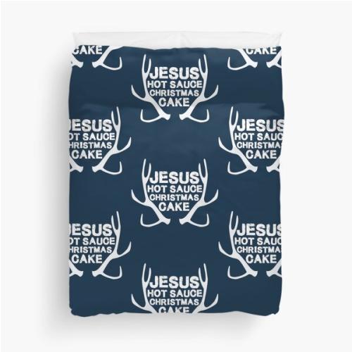 Jesus Hot Sauce Christmas Cake - Until Dawn  Duvet Cover