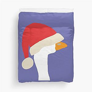 Abstract Portrait Gaming Goose in Stolen Christmas Santa Hat Duvet Cover