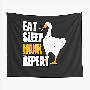 Eat sleep honk repeat untitled goose art game white Tapestry