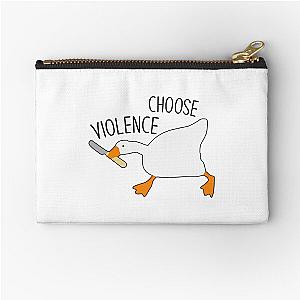 goose with knife, Choose Violence, Funny Quote Goose Zipper Pouch