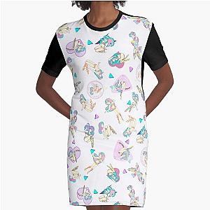 lum kawaii girl Urusei Yatsura pattern Graphic T-Shirt Dress