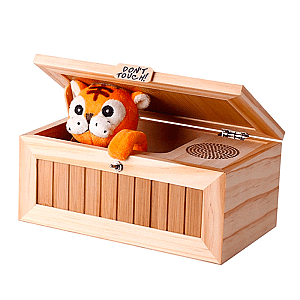 Beige Chinese Voice Battery Version with Tiger Wooden Useless Box