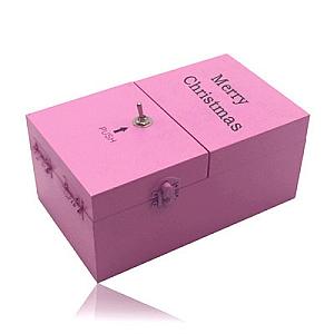 Pink Merry Christmas Wooden Useless Box