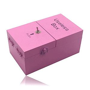 Pink Useless Box Wooden Useless Box