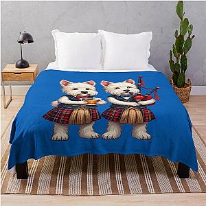 Burns Supper West Highland Terrier Bagpiper Usher Throw Blanket