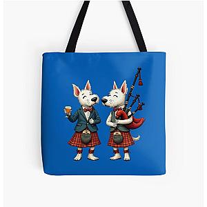 Burns Night West Highland Terrier Usher Bagpiper Tote Bag
