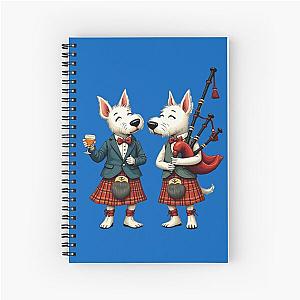 Burns Night West Highland Terrier Usher and Bagpiper Notebook