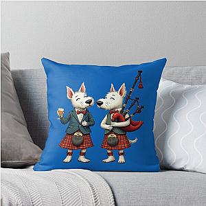 Burns Night West Highland Terrier Usher Bagpiper Throw Pillow