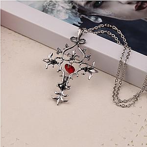 Vampire Diaries Necklaces - Cross Red Heart Crystal Pendant Jewelry
