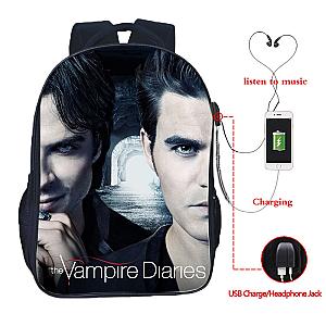 Vampire Diaries Backpacks - Double Pocket USB Charge Backpack Nylon Bag