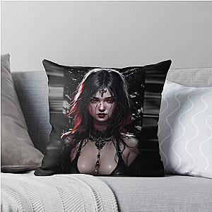 Beautiful Goth Girl Dark Vampyr Throw Pillow