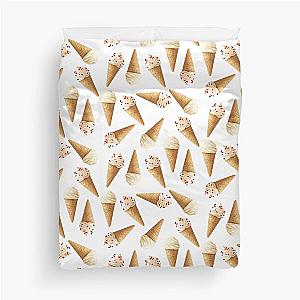 Vanilla ice cream cones and gummies Duvet Cover