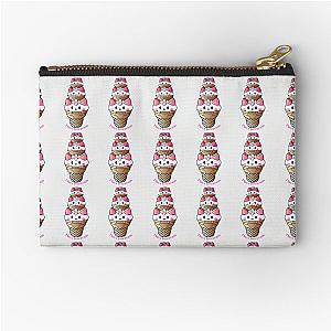 Hello Summer Three Layer Kitty Strawberry Vanilla Ice Cream Zipper Pouch