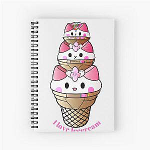 Hello Summer Three Layer Kitty Strawberry Vanilla Ice Cream Spiral Notebook