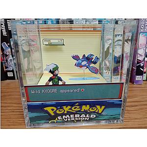 Kyogre Encounter, Kyogre 3D Diorama Cube, Kyogre Handmade Crystal Diorama Cube