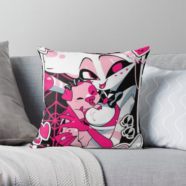 Angel Dust And Fat Nugget Selfie Hazbin Hotel Throw Pillow Vivziepop Shop ⚡️ Official