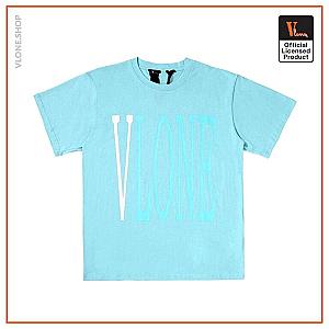 Vlone T-Shirts - Vlone Turquoise T-Shirt - Blue VL2309