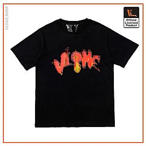 Vlone T-Shirts - Vlone Halloween Flaming Pumpkin Tee - Black VL2309