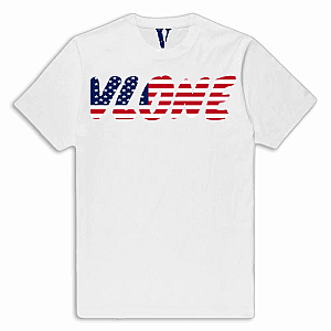 Vlone Shirts - VLONE Text with USA Flag T-Shirt VLC2710