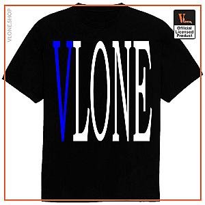 Vlone Shirts - VLONE Blue V Printed T-Shirt VL2409