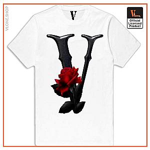 Vlone Shirts - Vlone Black &amp;amp; Red Flower T-Shirt VL2409