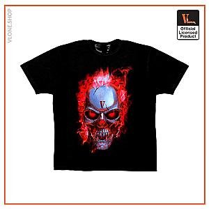 Vlone T-Shirts - Skully Red Flame T-Shirt  Black VL2309