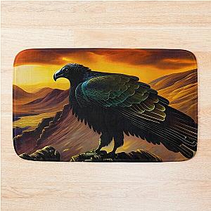 Rustic Black Vulture, impasto, Ai Generated Art  Bath Mat