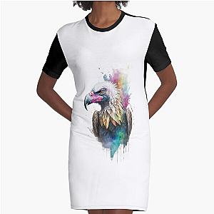 Pastel Colorful Vulture Graphic T-Shirt Dress