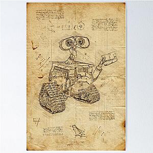 Wall-e illustration in Leonardo Da Vinci style Poster