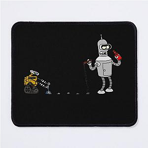 Bender with Wall-E Cleaning Up His Mess Fan Art Drawing Mouse Pad