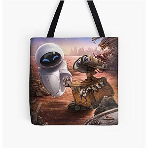 Romace Wall e and Eve art All Over Print Tote Bag