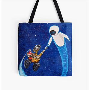 Wall-e and Eve painting All Over Print Tote Bag