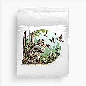 Bird watcher and the birds Duvet Cover