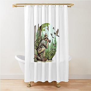 Bird watcher and the birds Shower Curtain