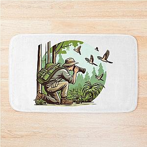 Bird watcher and the birds Bath Mat