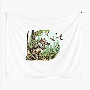 Bird watcher and the birds Tapestry