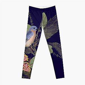 William Morris style Vintage Victorian Bluebird for Bird Watchers - Caroline Laursen original Leggings