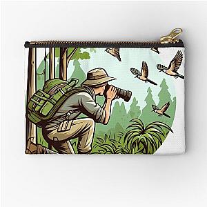 Bird watcher and the birds Zipper Pouch