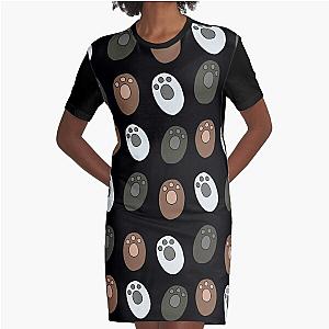 We Bare Bears - Paws Pattern Graphic T-Shirt Dress