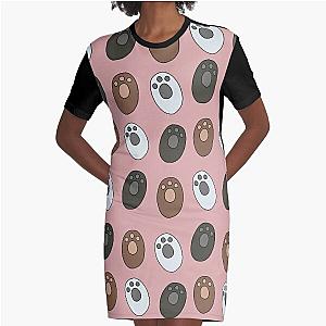 We Bare Bears - Paws Pattern Graphic T-Shirt Dress