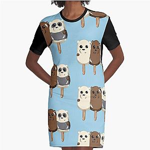 We Bare Bears Ice Cream Popsicle Graphic T-Shirt Dress