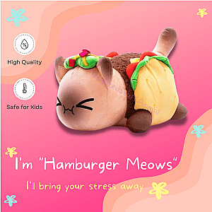 Hamburger Meows Cat Plush Soft Toy