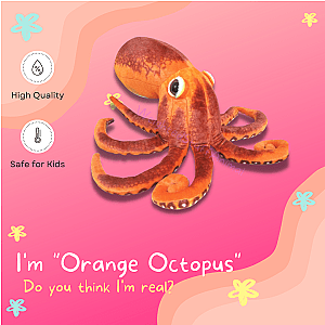 Orange Octopus Stuffed Plush Toy