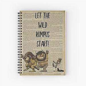 Let the wild rumpus start... Where the Wild Things Are old dictionary page print Spiral Notebook