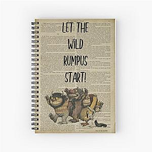 Let the wild rumpus start... Where the Wild Things Are old dictionary page print Spiral Notebook